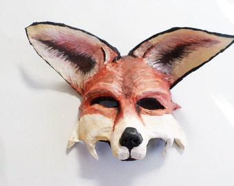 Fox Mask, woodland creature, reddish brown and white, wearable, forest creature, wearable, costume