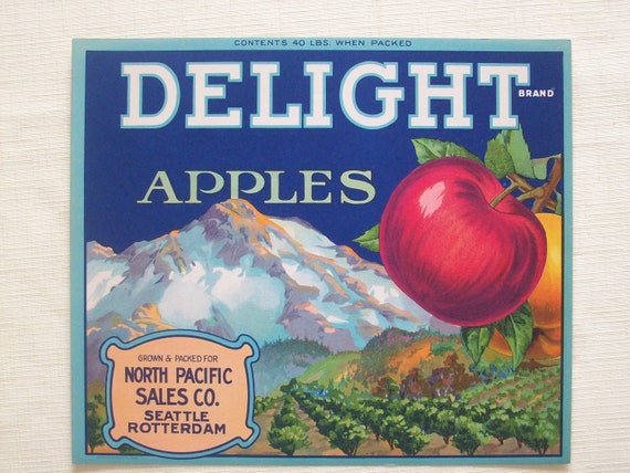 Delight Brand Apples Crate Label 1940s | Etsy