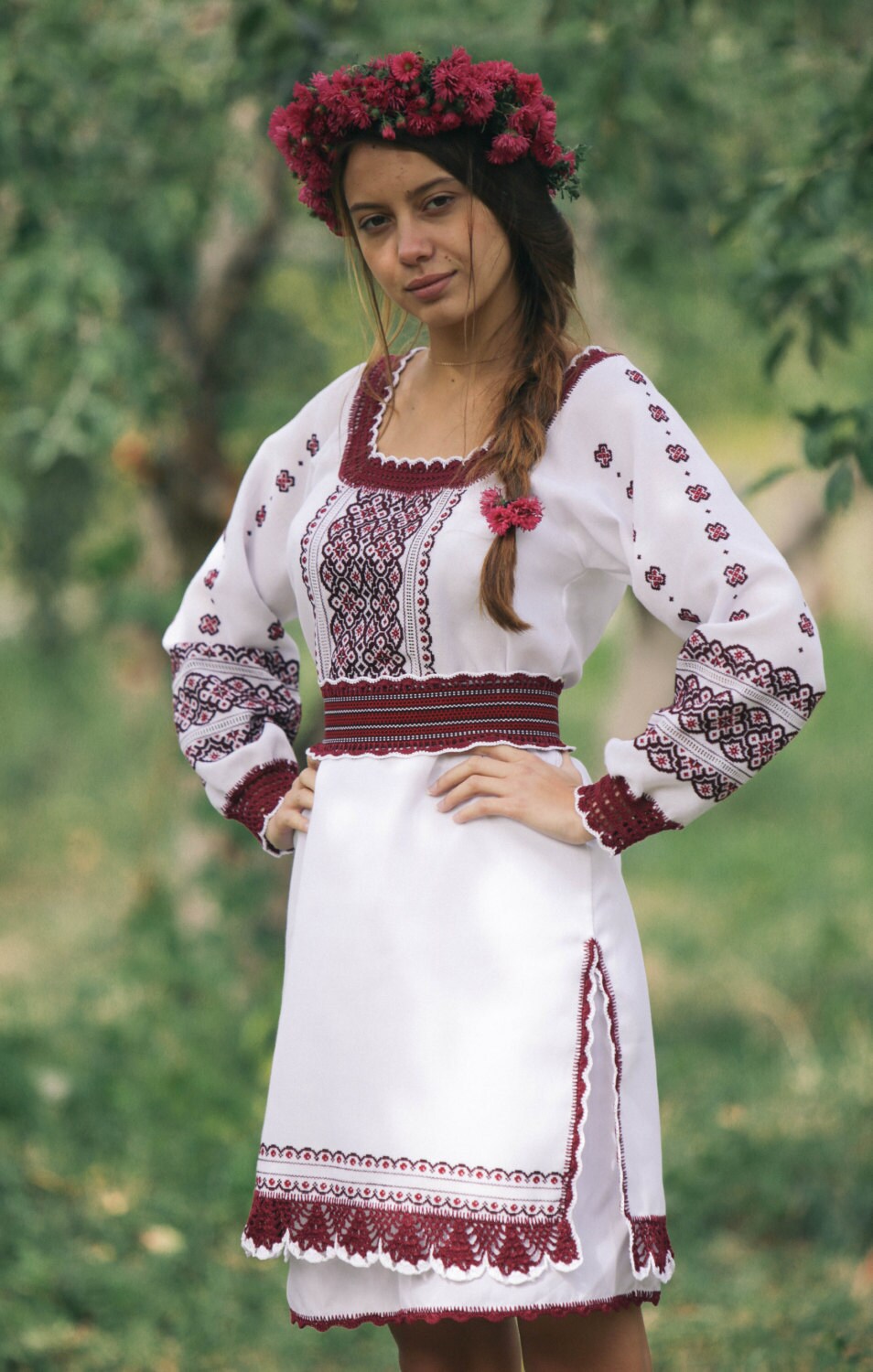 Natural Handmade White/red Dress With Ukrainian Embroidery. - Etsy