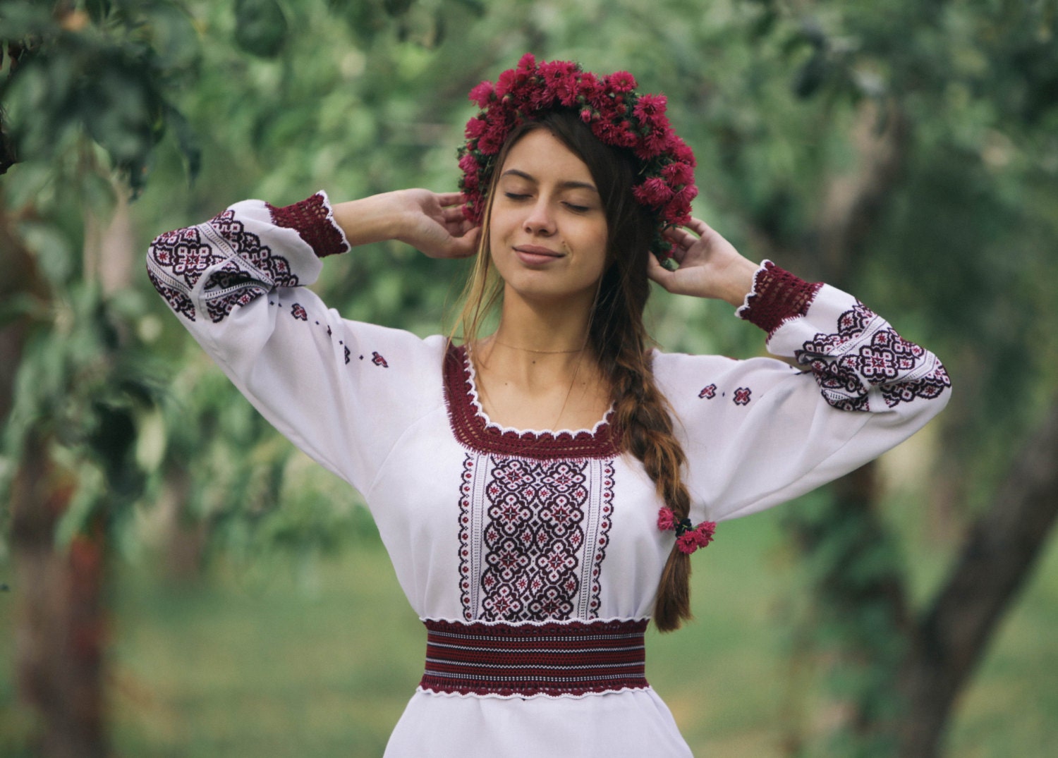 Natural Handmade White/red Dress With Ukrainian Embroidery. - Etsy