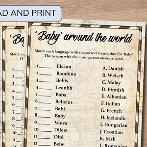 Baby Shower Game  - Baby Around the world - Travel Theme - Adventure Baby - DIY Baby Shower - Printable