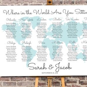 Where in the world are you sitting - Custom Travel theme seating plan for weddings and parties