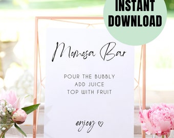 Momosa Bar - Baby Shower - Mimosa bar sign - Baby Shower Sign - New mom - Bubbly Bar Sign