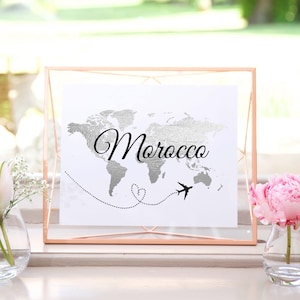 Weltkarte Tischschilder - Individuell druckbare Hochzeit Tischnummern, Städte, Länder - Tischschild Vorlage
