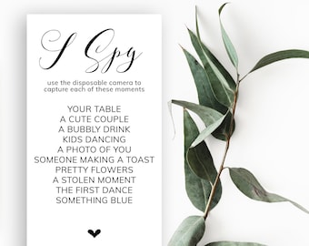 Wedding I Spy - Fillable and Editable file - Photo Hunt - Disposable Camera Wedding Game