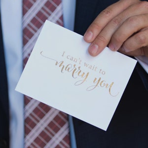 Épouse toi - carte « J'ai hâte de t'épouser » - un mot d'amour à votre futur mari ou femme - carte métallisée dorée, argentée ou rose poudré