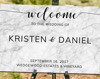 Marble Welcome Sign for Weddings, Bridal Showers, Engagement Parties and Special Events - Printable - Digital Download