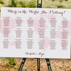 Where in the World Am I Sitting - Custom World Map Seating Chart - Travel Theme Wedding Printable