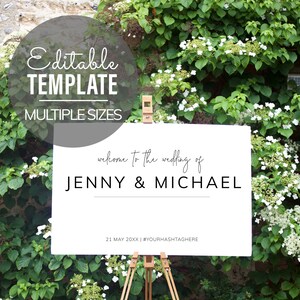 Welcome Wedding, Engagement, Rehearsal Sign Template - Minimalist sign - DIY Custom Sign Printable - Instant Download