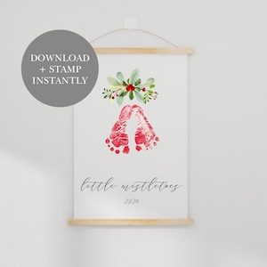 Baby Christmas Mistletoes Footprint Art, Baby Christmas, Baby Footprints, Christmas Keepsake, Holiday Baby, Mistle toe, Cute Baby Keepsake