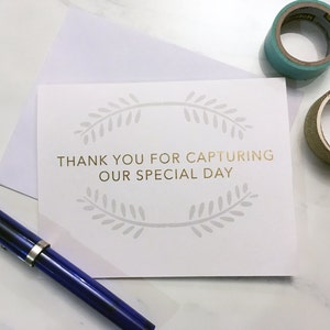 Thank you for Capturing Our Day - Wedding Photographer Thank you Card