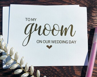 Wedding Day Card - To my Bride or Groom on our Wedding day - Gold, Silver or Rose Gold Foil Card