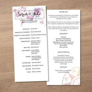 Travel Theme Wedding Program Printable - Travel, Adventure Themed or Destination Wedding