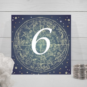 Printable Table Numbers 1 20, Vintage Zodiac Constellation theme for weddings, parties and showers image 1