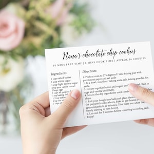 Recipe Card Template - Minimalist Design - Personalized Recipe Cards for gifts, holidays, loved ones - 4x6 5x7 Instant download template
