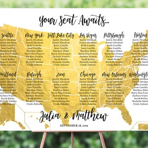 USA Map - Your Seat Awaits - Wo in den Staaten sitzen Sie? - Sitzplan zum Thema Reisen - Veranstaltungen, Hochzeiten, Party-Sitzplan