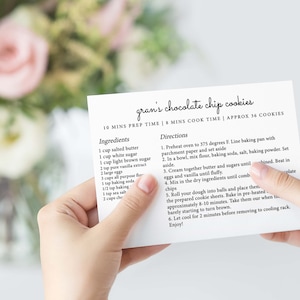Recipe Card Template - Minimalist Design - Personalized Recipe Cards for gifts, holidays, loved ones - 4x6 5x7 Instant download template