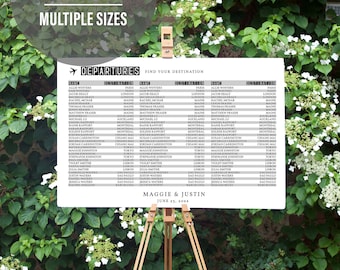 Departures Wedding Seating Chart Board - Airport Arrivals and Departures - Where in the world seating, guest sitting destinations