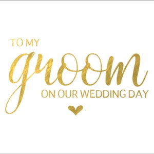Tarjeta imprimible con lámina de oro falso 'Para mi novio el día de nuestra boda' - ¡Descarga e imprime!