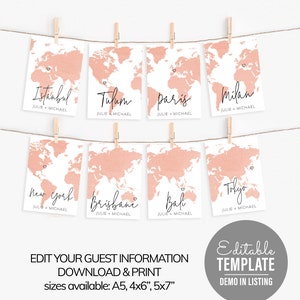 Reise Thema Tischschild - Tischschild Vorlage - Aquarell Karte - Wo in der Welt sitzt du Tischschilder - DIY