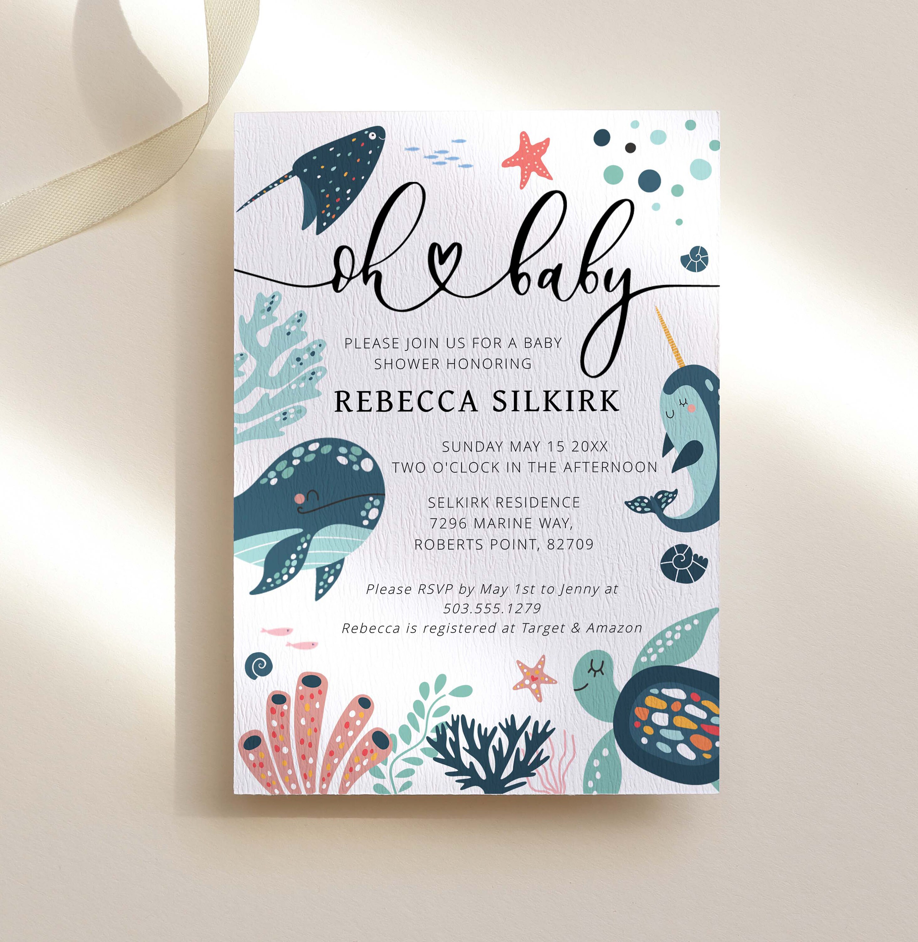 Oh Baby - Under the Sea Invitation - Baby Shower - Editable