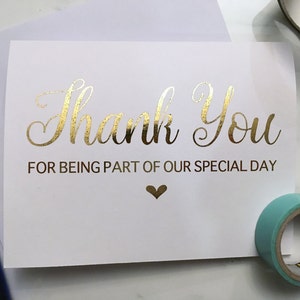 Obrigado por fazer parte do nosso cartão de dia especial - cartão de casamento para fotógrafos, ajudantes, celebrante, amigos