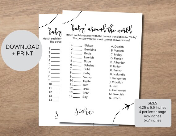 Baby Shower Game Baby Around The World Travel Theme Etsy