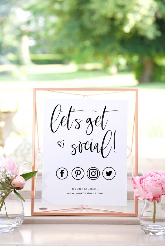 Social Media Template Sign Let's Get Social Business | Etsy