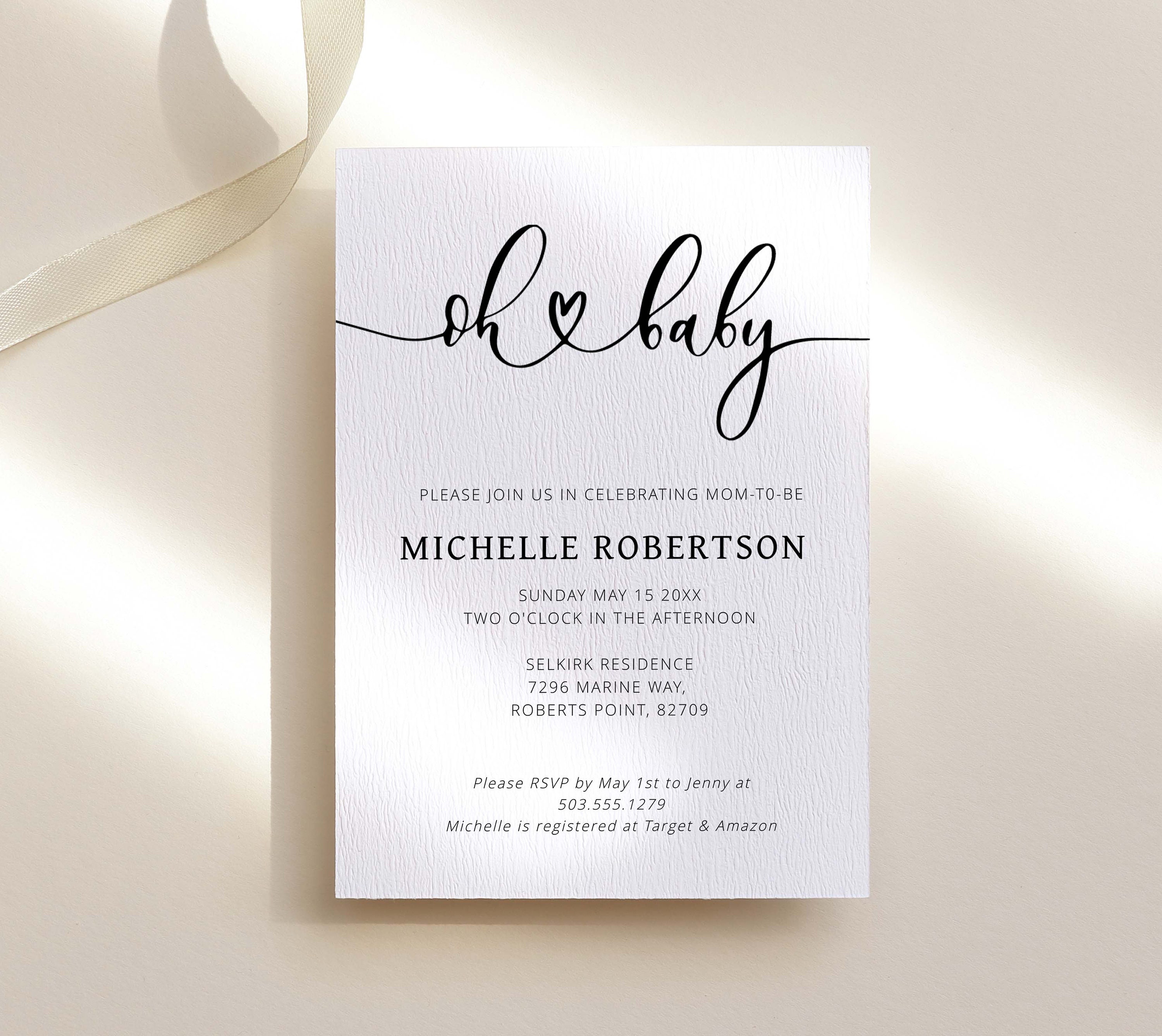 Oh Baby Minimalist Baby Shower Invitation - Template