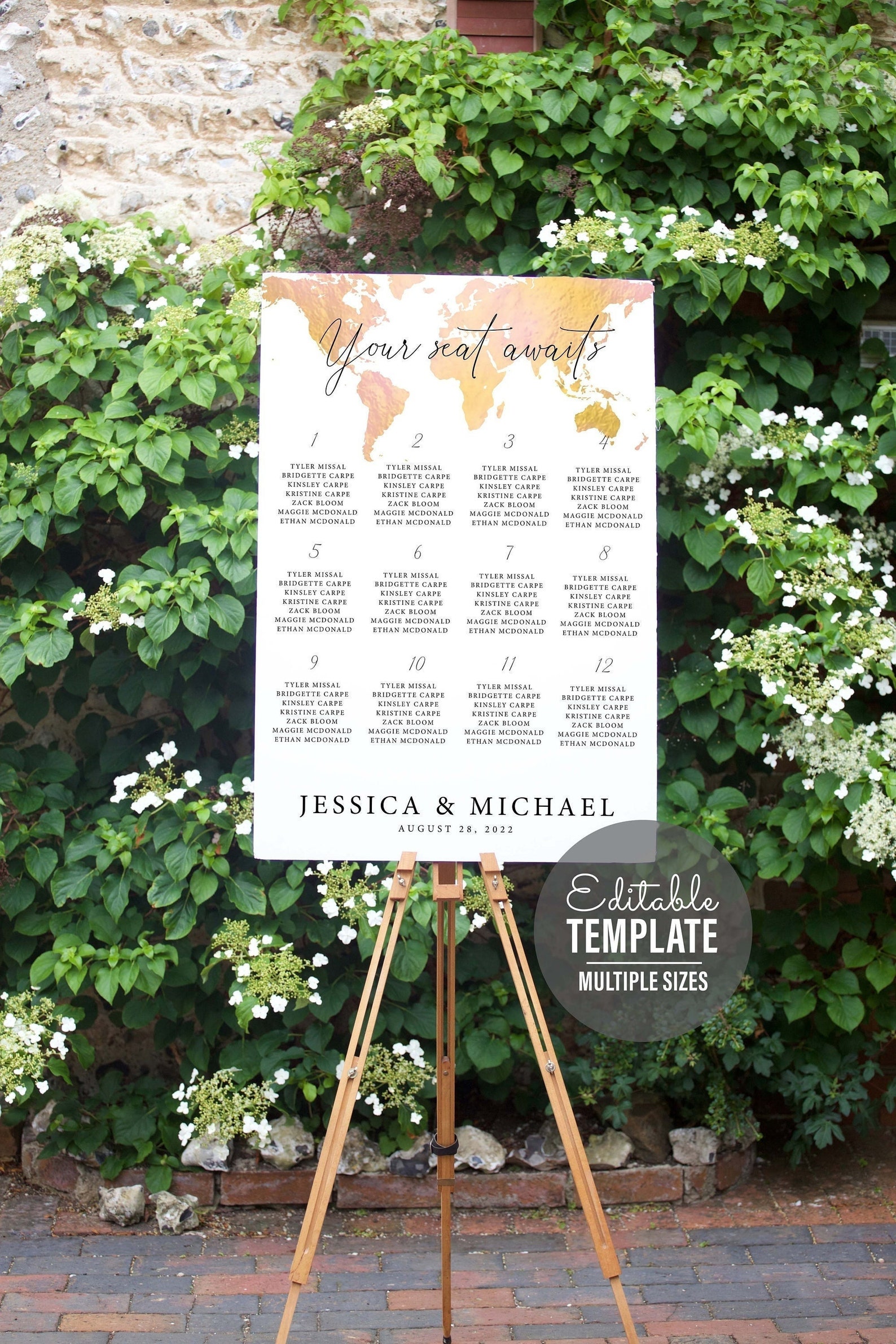Your Seat Awaits - Map Seating Chart Template, DIY Wedding - Printable ...