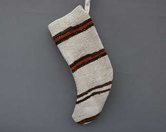 Kilim Stocking Beige Stocking Christmas Stocking Hemp Christmas Socks Gift Christmas Stocking Santa Cruz Stocking Christmas Gift 444