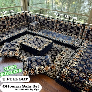 Trendy Floor Cushion Set, Turkish Sofa Set, Ethnic Home Decor Seating, Handmade Floor Sofa, Tribal Design Sofa, Oriental Boho Lounge Set,