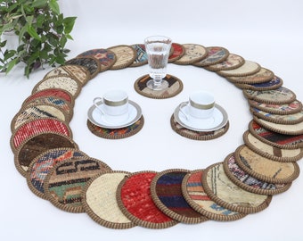 Wholesale Kilim Coaster, Rug Coaster, Handmade Coaster, Beer Coaster, Washable Coaster, Coffee Coaster, 5x5&quot; Drink Coaster, Vintage Coaster,