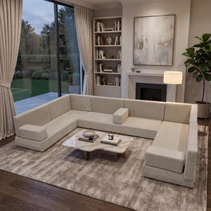 Lyxig manchestersoffa, soffgrupp i sammet, modern handgjord soffa, modulär loungesoffa, vardagsrumssoffa, bild 1