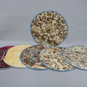Kilim Supla, Rug Supla, Gift For Her, Beige Coaster, 14&quot;x14&quot; Rug Coaster, Washable Placemat, Gift Coaster, Table Decor Supla, 15