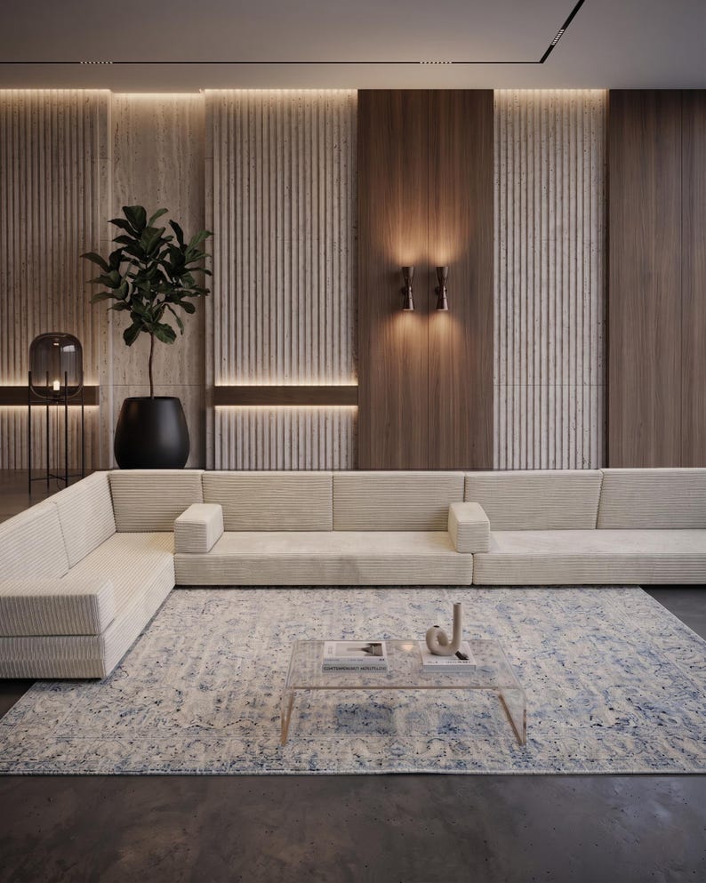 Lyxig manchestersoffa, soffgrupp i sammet, modern handgjord soffa, modulär loungesoffa, vardagsrumssoffa, bild 5