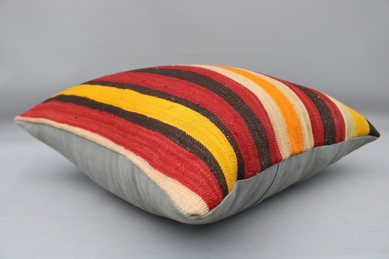 Kilim Pillow 28x28,Kilim Pillow Cover,Outdoor Pillows,Needlepoint Wool,Big Size Kilim Pillow,,Cushion Cover,Red Striped Pillow Cover 477