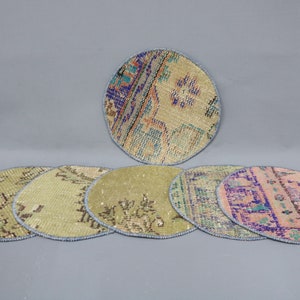 Dining Accessory, Kilim Supla, Kitchen Decor, 12&quot;X12&quot; Beige Supla, Rug Underplate, Round Pad, Tribal Pad, Service Placemat, 23