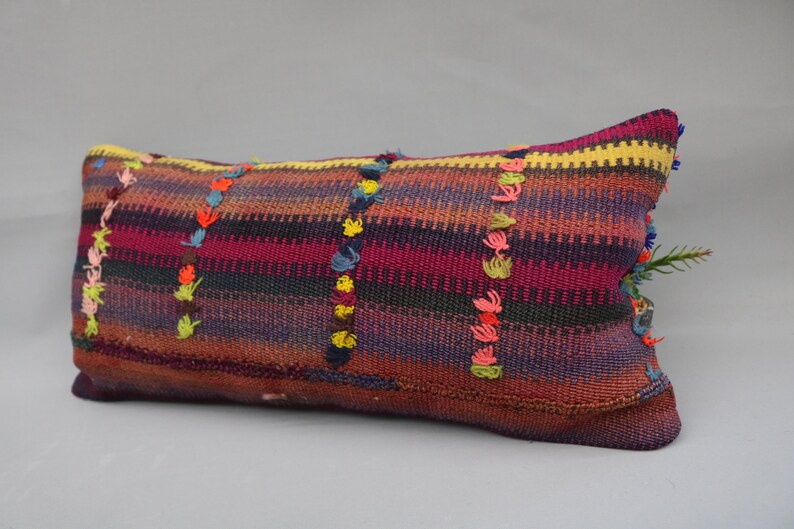 Kilim Pillow Vintage Pillow Sofa Pillow Natural Pillow Kilim Ottoman Throw Pillow 12x24 Pillow Cover Patterned Pillow 5413 Red Pillow