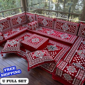 Kilim Pattern Sofa, Ottoman Floor Seating, Turkish Pillow, Traditional Sofa, U-shaped Floor Cushion, Kilim Pillow, Housewarming Gift