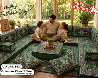 Green Sofa, Ottoman Floor Seating, Traditional Sofa, Floor Cushion, Sectional Floor Seating, Kilim Pattern Pillow, Home Decor, Sofa Decor,