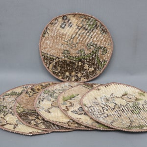 Wholesale Rug Supla, Kilim Supla, Rug Supla, Round Supla, Set Of Six, Dining Accessory, 10&quot;x10&quot; Kitchen Decor, Table Supla, Beige Supla, 25