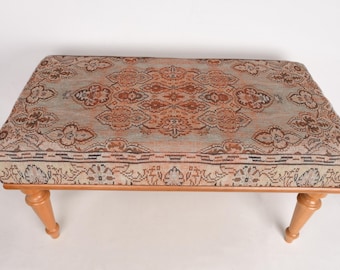 Ottoman Bench, Upholstered Bench, Kitchen Furnitures, Turkish Rug Bench, Kilim Bench, Home Decor Bench, Handmade Bench, Footstool Bench