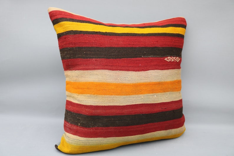 Kilim Pillow 28x28,Kilim Pillow Cover,Outdoor Pillows,Needlepoint Wool,Big Size Kilim Pillow,,Cushion Cover,Red Striped Pillow Cover 477