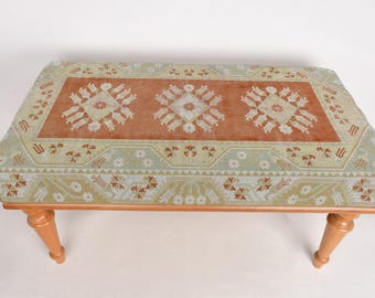 Bench For Bedroom, Coffee Bench, Ottoman Bench, Upholstered Bench, Turkish Rug Bench, Kilim Bench, Home Decor Bench, Handmade Bench