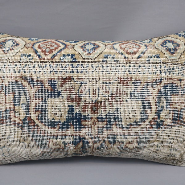 Kilim Pillow, Pillow Cover, Throw Pillow, Turkish Pillow, 16x24 Blue Cushion, Rug Pillow, Designer Cushion, Farmhouse Case,  4533