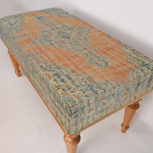 Ottoman Bench, Antique Desing Bench, Mudroom Bench, Upholstered Bench, Turkish Rug Bench, Kilim Bench, Home Decor Bench, Handmade Bench
