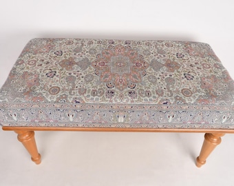 Medallion Bench, Ottoman Bench, Kitchen Furnitures, Upholstered Bench, Turkish Rug Bench, Kilim Bench, Home Decor Bench, Handmade Bench