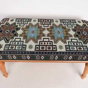 Bohemian Bench, Mudroom Bench, Footstool Bench, Turkish Rug Bench, Piano Bench, Wood Work Bench, Sitting Bench, Vanity Bench, Porch Bench