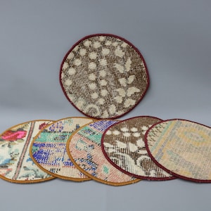 Rug Supla, Table, Kitchen Decor, Red Pad, Rug Pad, Handmade Supla, Circle Supla, Mouse Underplate, Stylish Carpet Decor Coaster,